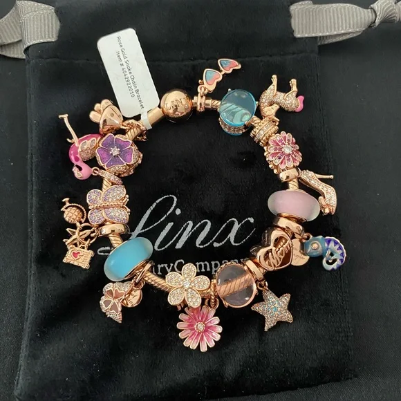 Linx Rose Gold Bracelet with Pink and Blue Mom Themed Charms
